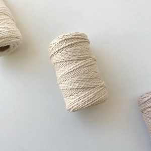 Macrame cotton cord 2mm 328 ft (100m) Natural color, 2 strand twisted macrame rope, for DIY macrame, jewelry craft DIY cord