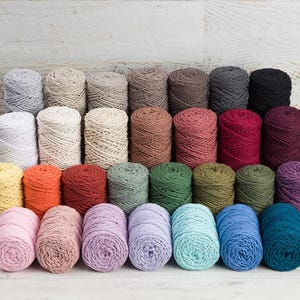 Macrame cord 5mm Single strand twisted macrame cord/ Macrame string 328 ft (100m) Pink Green Ivory Natural/ Recycled cotton cord