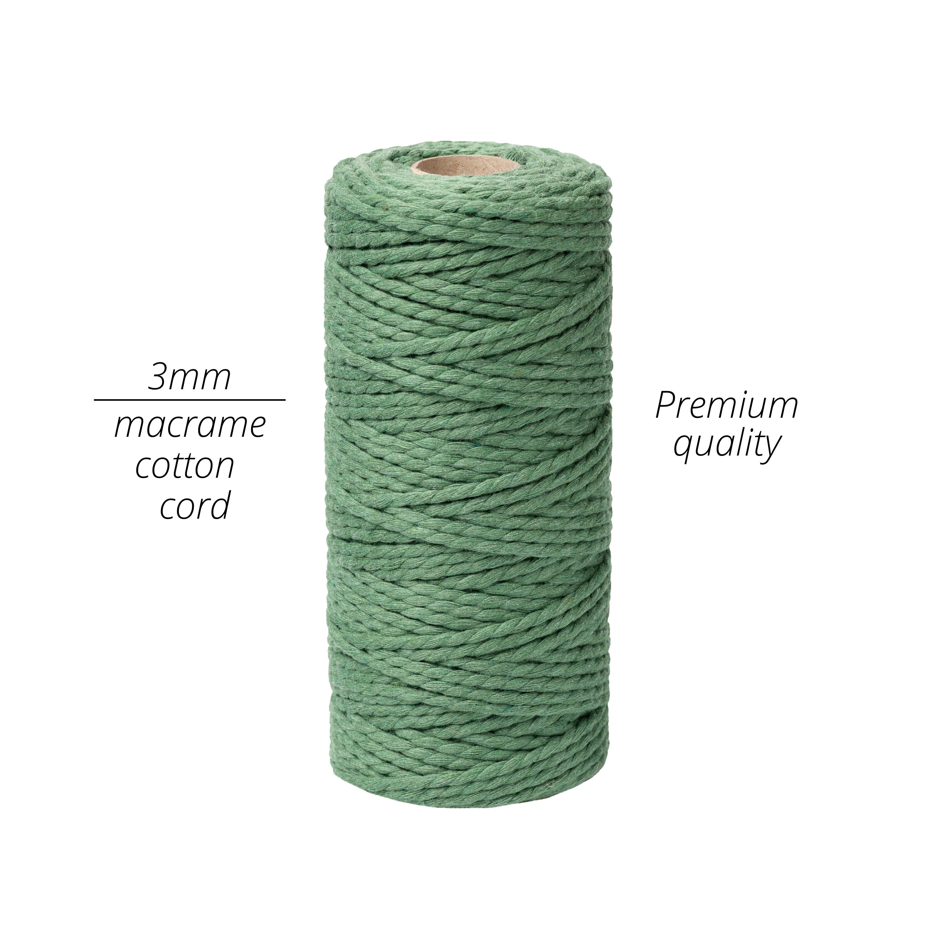 Macrame Cord Cotton Rope 3 mm 1/8 in, 153 yd – 1 PLY Super Soft Cotton  Single Twisted String for Macrame Dream Catcher, Boho Wall Hanging Feather