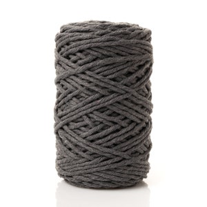 Dark Gray Macrame cord 5mm / Single strand twisted 328 ft (100m) / 5mm Macrame cord / Macrame rope 5mm / Recycled cotton cord / Macrame DIY