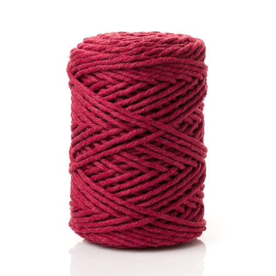 Macrame Cord 5mm Cherry Single Strand Twisted 328 Ft 100m / Recycled Cotton  Cord / 5mm Macrame Cord / Macrame String 