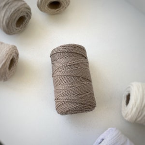 Macrame cotton cord 2mm Cappuccino 328 ft (100m), 2 strand twisted macrame rope, for DIY macrame, macrame rope 2mm, jewelry cord