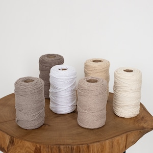 Macrame Cotton Cord 2mm Ivory 328 Ft (100m), 2 Strand Twisted Macrame ...