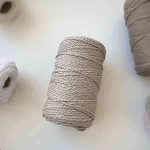 Macrame cotton cord LINEN 2mm 328 ft (100m), 2 strand twisted macrame rope, for DIY macrame, craft cord, jewelry cord, 2mm cord, 2mm rope