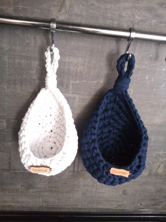 Knitted Hanging Basket Wall Organizer Bag Etsy