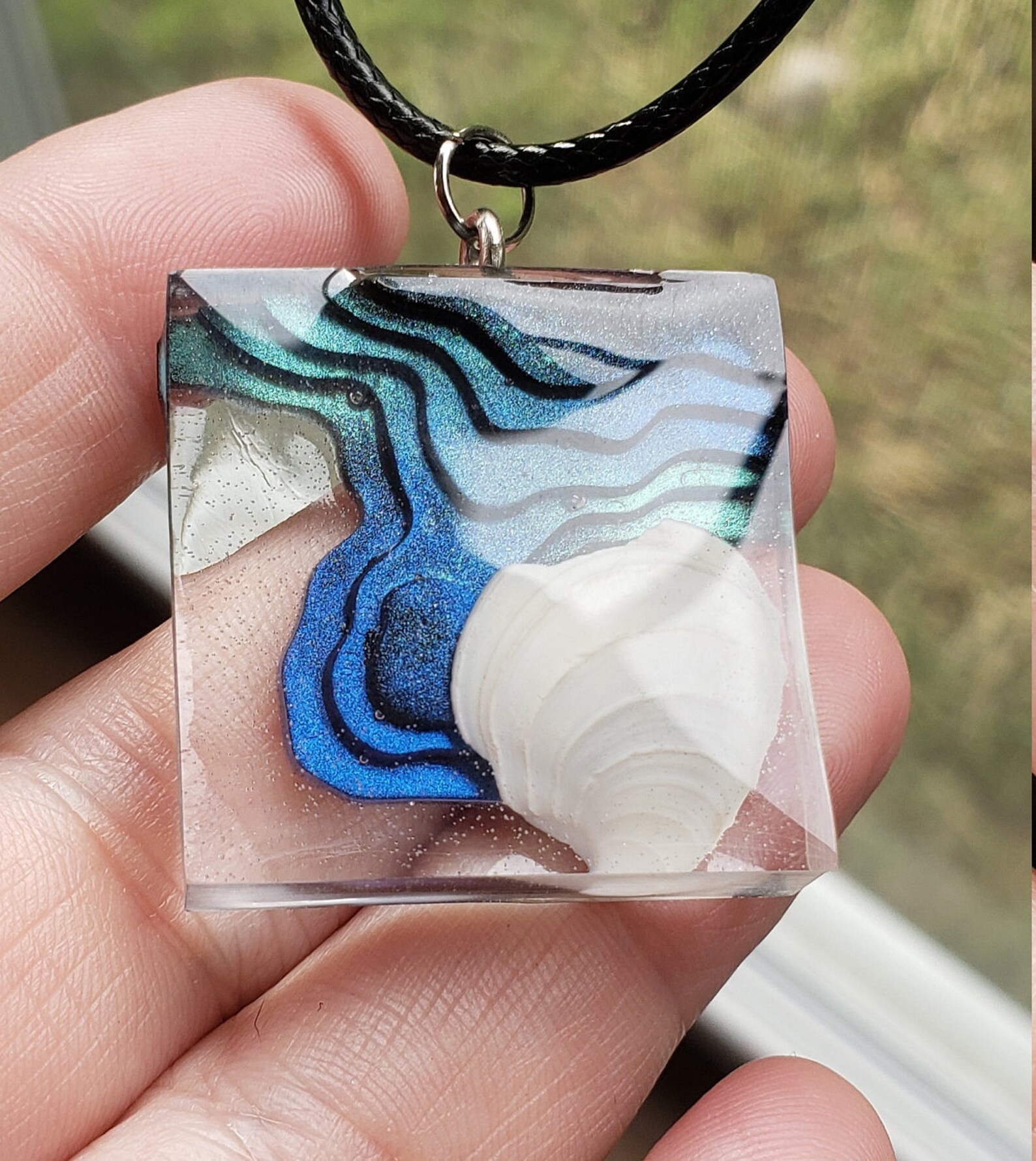 Resin Necklace Ocean Resin Necklace with SeaShells Abyssal Etsy