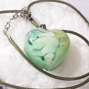 Handcrafted Resin Heart Pendant Necklace: Alcohol Ink Jewelry