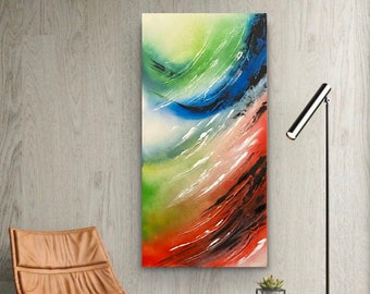 Bild Acryl abstrakt modern „GUTE SCHWINGUNGEN 2“ 50x100x4 cm