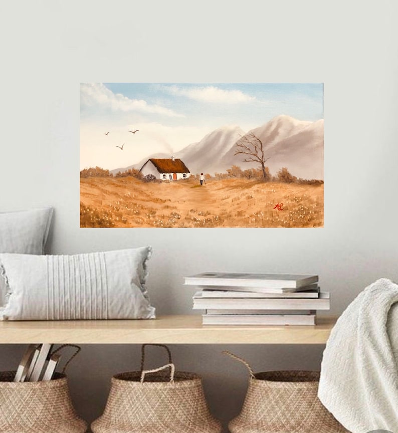 Oil painting Mountain World abstract pastel 50 x 30 cm