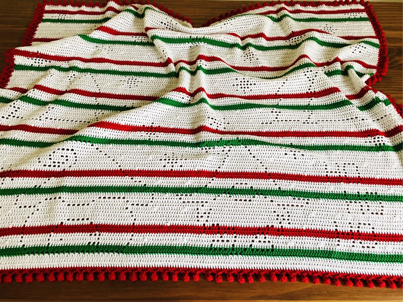 Hello Christmas Crochet Baby Blanket PATTERN ONLY Etsy