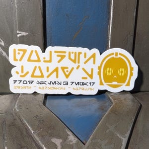 Golden Tony's Droid Sales & Repair vinyl sticker Aurebesh