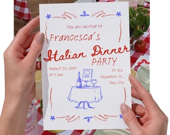 Italian Summer Dinner Party Invitation | Hand-Drawn, Editable (Digital Download)