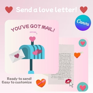 Carta de amor digital / Carta de amor editable, sorprenda a sus seres queridos, envíe un correo encantador, obsequio personalizado, plantilla de Canva