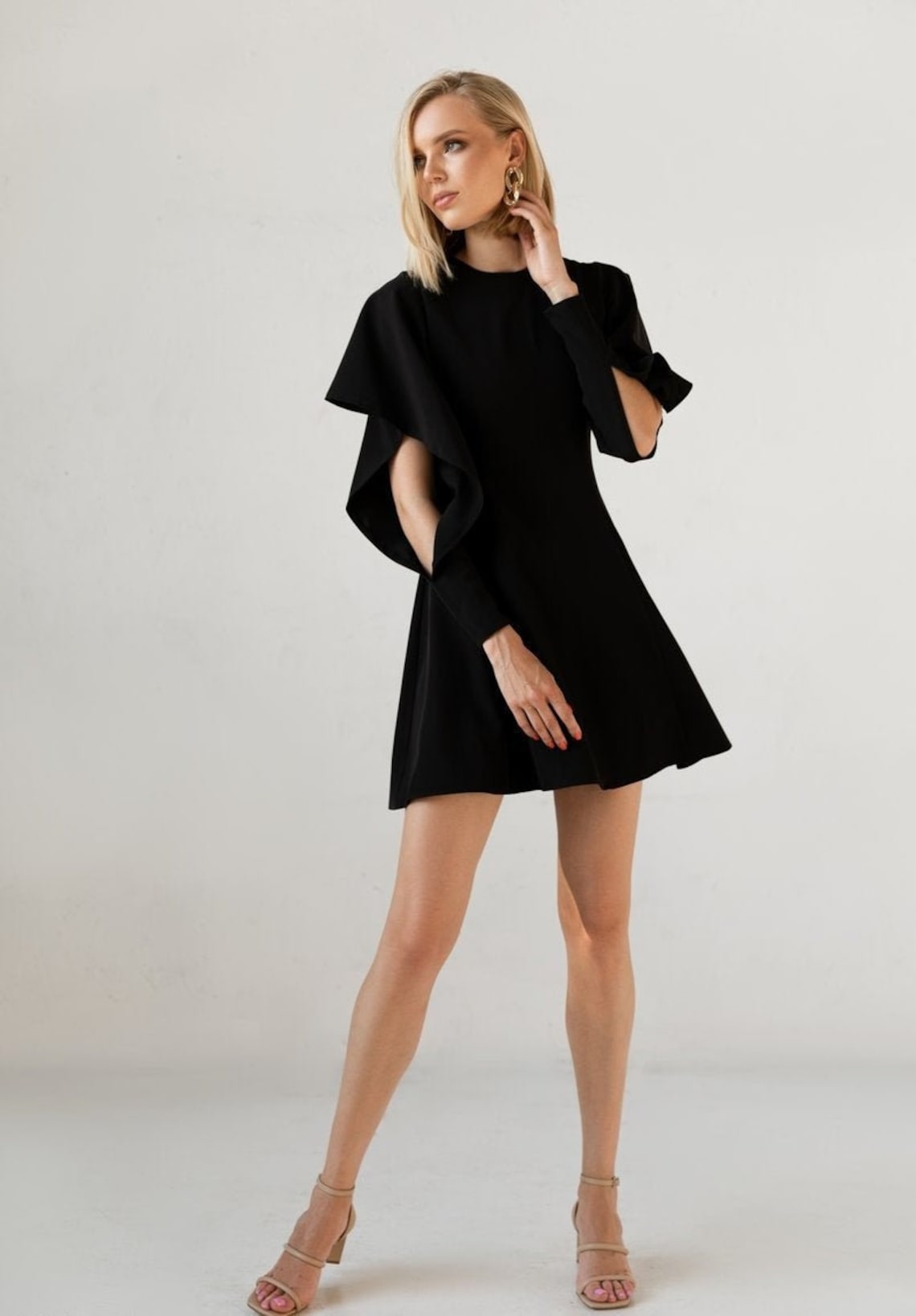 Black mini dress formal dress prom longsleeve dress Etsy