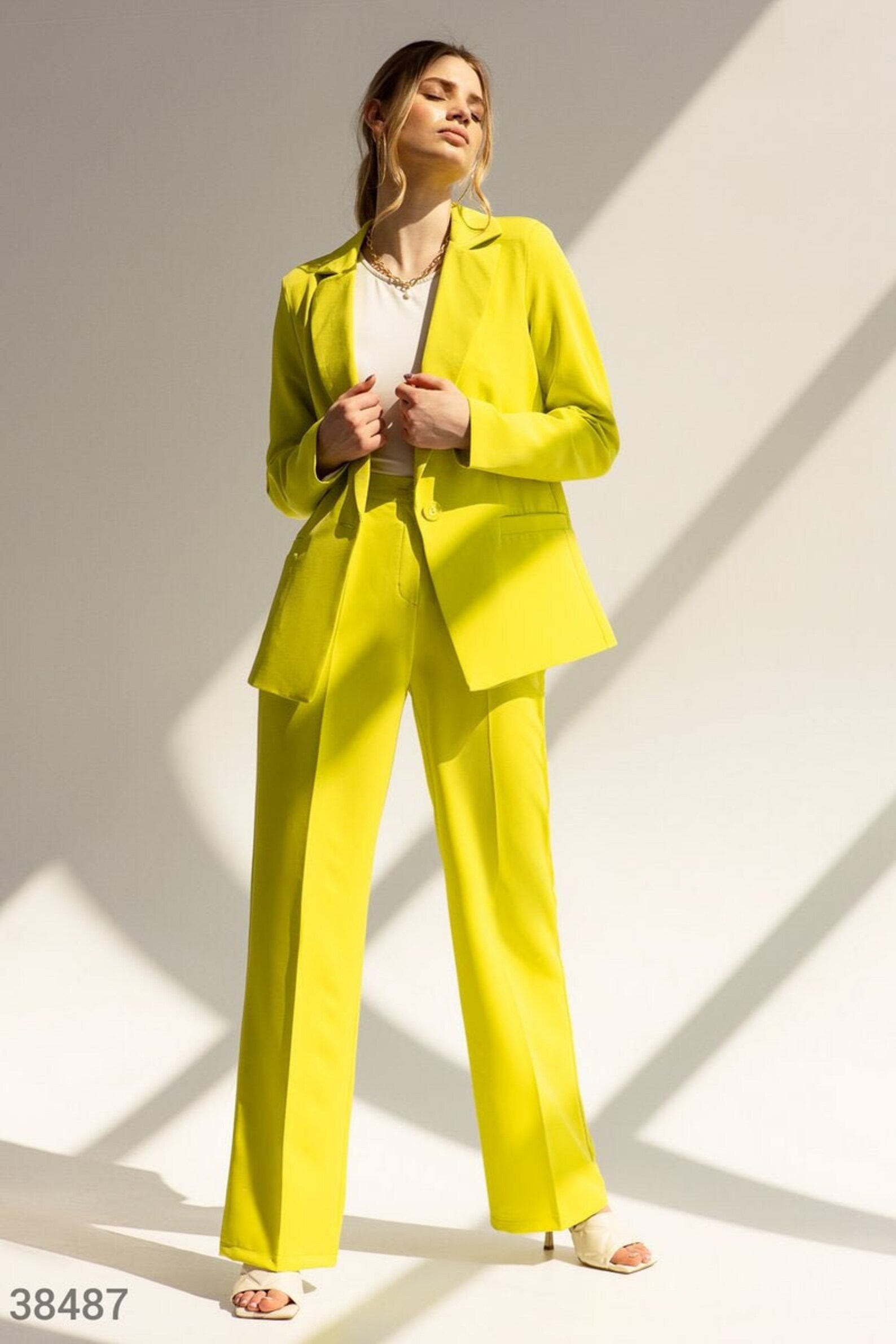 Damen Herringbone Anzug-Set – Lange Jacke & Hose, 2-teilig Für Hochzeit, Bankett, Business