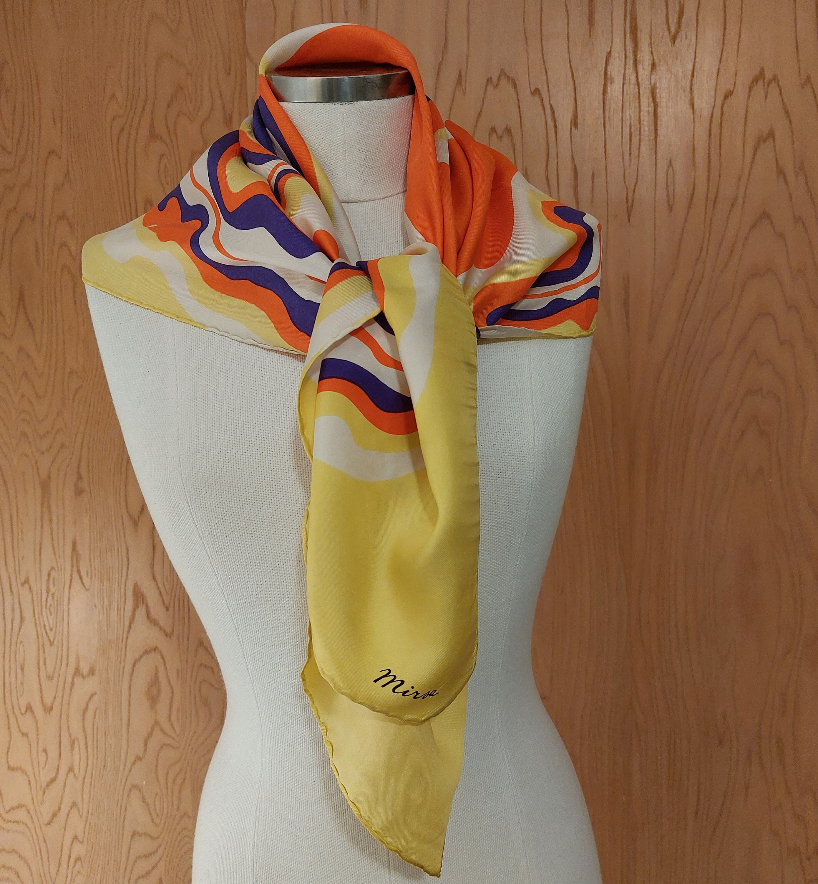 Italian Silk Scarves with Vintage Pin Up Girls Design - Bold Stripes