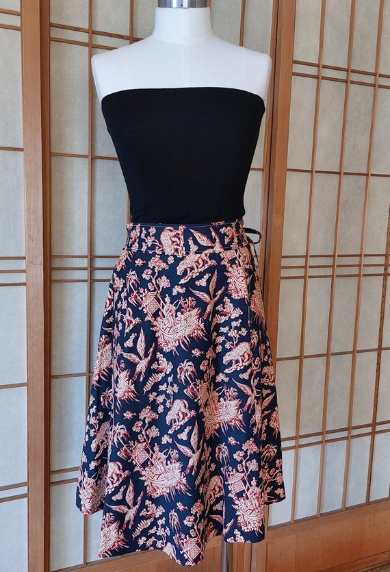 Cacharel Printed Cotton Wrap Skirt from the 1970s