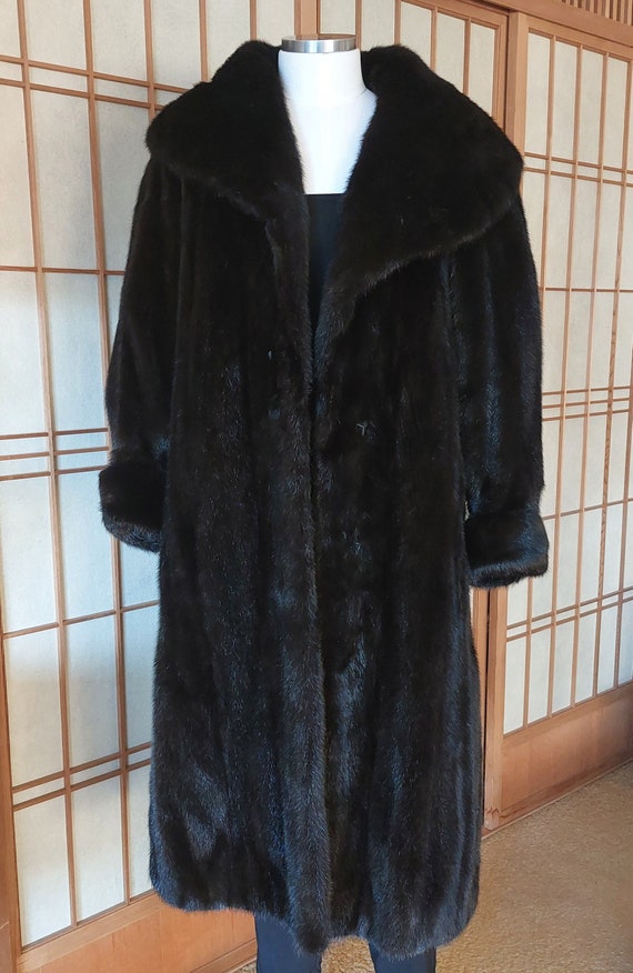 Gorgeous Full-length Black Mink Coat with Shawl Co