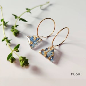 Resin earrings and hydrangea flowers
