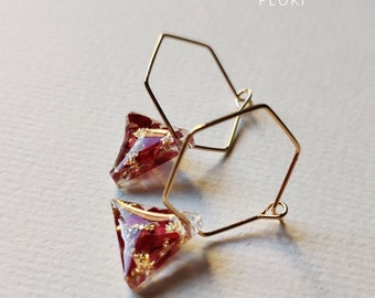 Pendientes con flores rosas