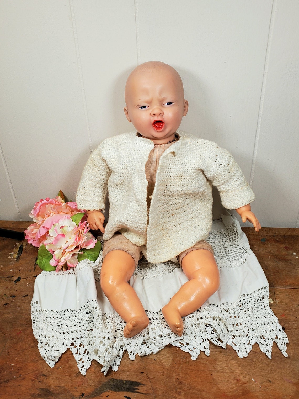 Antique 1940s Rubber and Cloth Crying Baby Doll with vintage Etsy