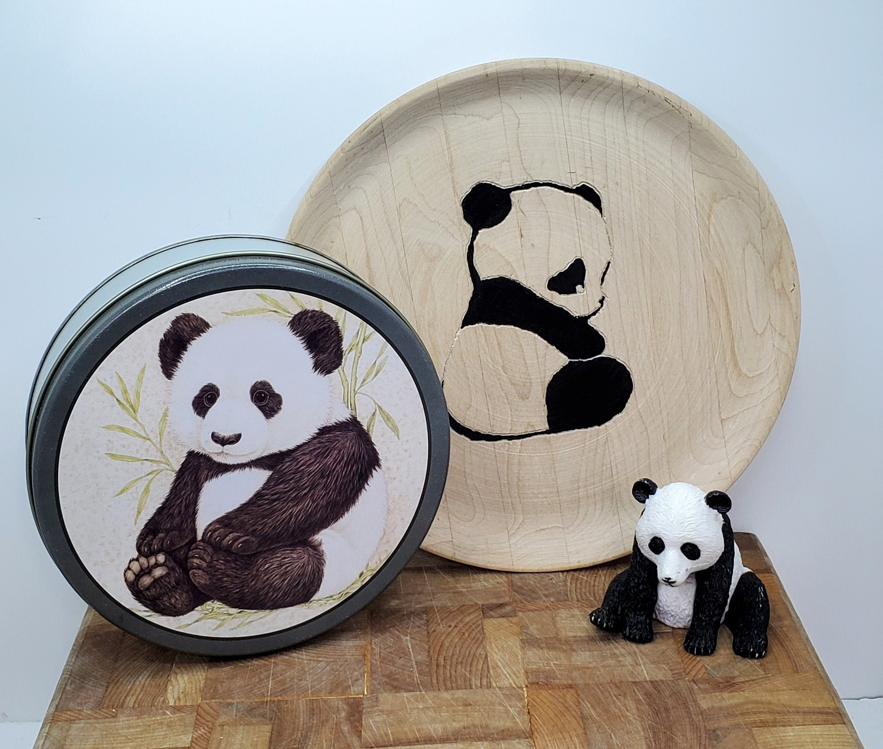 Vintage Pyrography Wood Burning Panda art on unfinished wood Etsy
