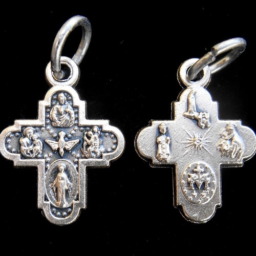 Jesus 4 Way Cross Double Sided Miraculous Medal Dark Accents - Etsy