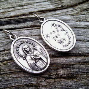 Maria Rosa Mystica Medal/ Mary Charm for Necklace/Our Lady of Rosa Mystica/ Mystical Body of Christ/ Mother of Grace
