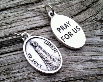 Lady of Loreto Medal, Catholic Pendant, OL of Loreto Charm, Our Lady, Virgin Mary Medal, Patron Aviators, Pilots, Medal 1” Inch (Qty 1)