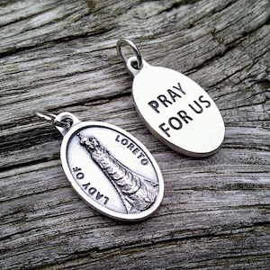 Lady of Loreto Medal, Catholic Pendant, OL of Loreto Charm, Our Lady, Virgin Mary Medal, Patron Aviators, Pilots, Medal 1” Inch (Qty 1)
