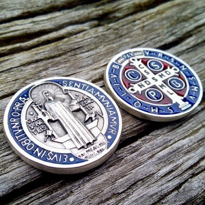 Benedikt Taschenmünze, Benedikt Emaille Token, Schutzpatron der Studenten und Europas, Trostgeschenk (QTY- Single Token)