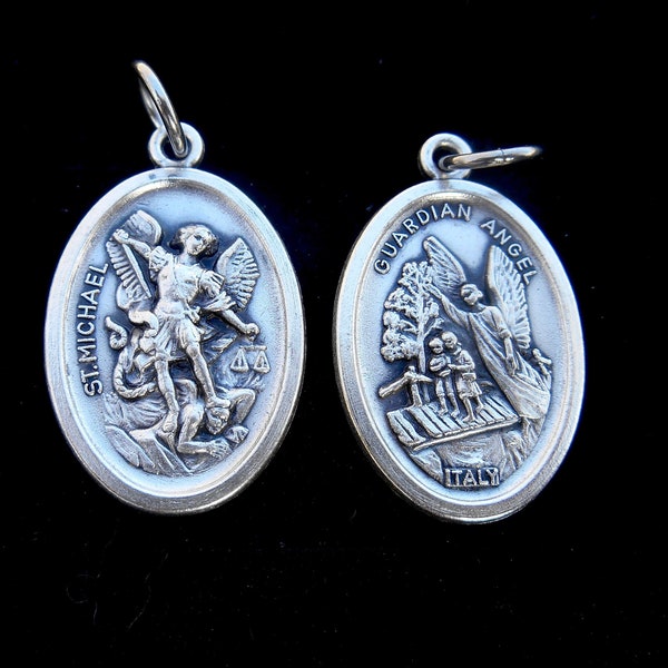 Saint Michael ArchAngel/ Guardian Angel Medal/Protection Medal/Deployment Gift/ Double-sided St Michael/Patron Saint Police/Champion Justice