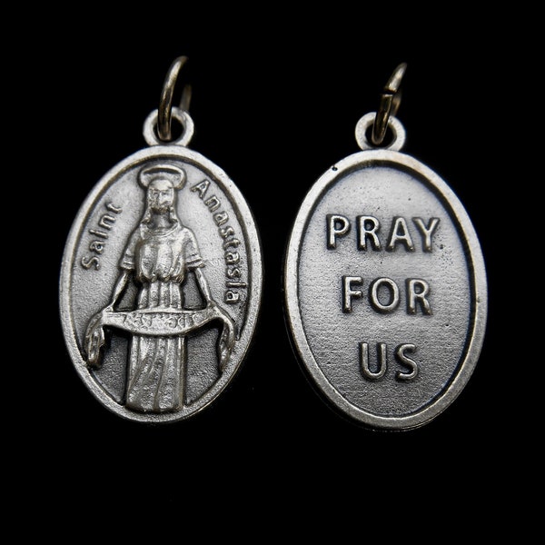 St Saint ANASTASIA- Saint Charm - Patron Medal for Necklace - Patron Gift - Jewelry- Anastasia Holy Medal Patron weavers Made in Italy!