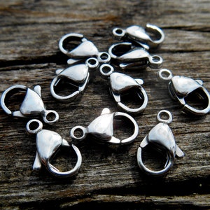 10 STAINLESS Steel Lobster Clasps | Parrot Clasp Claw Clasp |12mm Clasps | Stainless Steel | Set of 10| Small Clasp 6mm x 12mm 10/Pkg