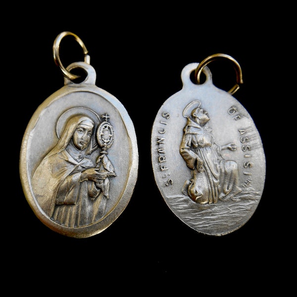 St Saint CLARE- Saint Medal Patron Saint Necklace Charm- Catholic Gift - Saint Francis of Assisi- Patron Embroiderers -Made in Italy!