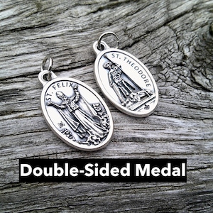 Saint Felix/Theodore Medal/ Double-Sided Saint Medal/ Confirmation/ Patron Saint Spiders/ Lost Animals /St Felix of Nola, St Theodore Tiron