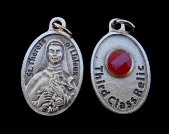 St Therese of Lisieux Relic Medal/ Therese Charm for Necklace/St Therese 3rd Class Relic Medal/Catholic Gifts/Patron Florists/Missionaries