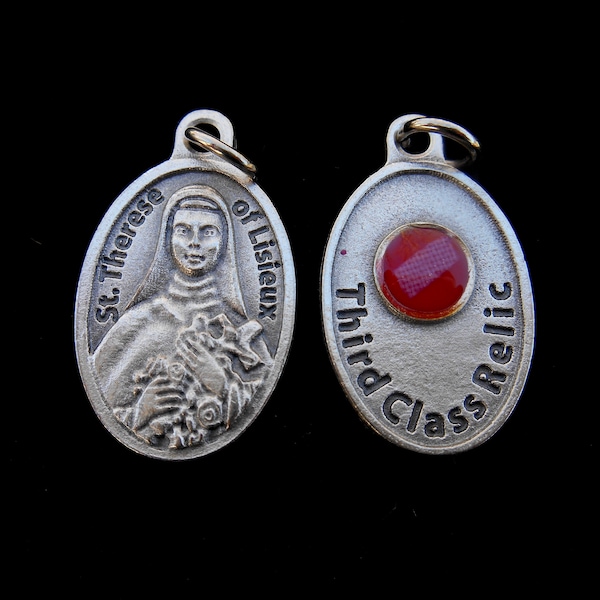 St Therese of Lisieux Relic Medal/ Therese Charm for Necklace/St Therese 3rd Class Relic Medal/Catholic Gifts/Patron Florists/Missionaries