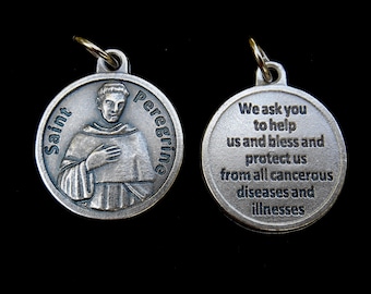 Saint St Peregrine Medal/ St Peregrine Charm Necklace/Saint Peregrine Medal/Healing/Patron Saint Cancer/ AIDS/ Illness/Servite