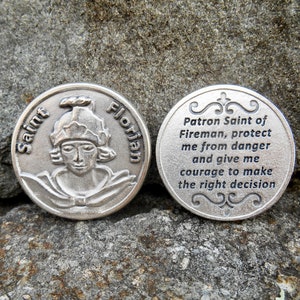 St Saint FLORIAN-  St. Florian Round Medal Pocket token, Florian Coin Patron FireFighters/ Catholic Coin/Patron Saint of Firemen, Poland