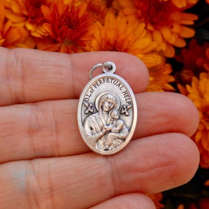 OUR LADY of Perpetual Help Medal- Marian Medal Necklace Charm, Catholic Saint Charm, Mary Pendent,OL Perpetual Help, Succour 1&quot; (Qty 1)