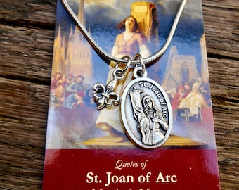 St SAINT Joan of Arc Medal/ St Joan Charm Necklace/Saint Joan Medal/Confirmation Saint/Fluer de Lis/Patron Saint France, Maid Orleans