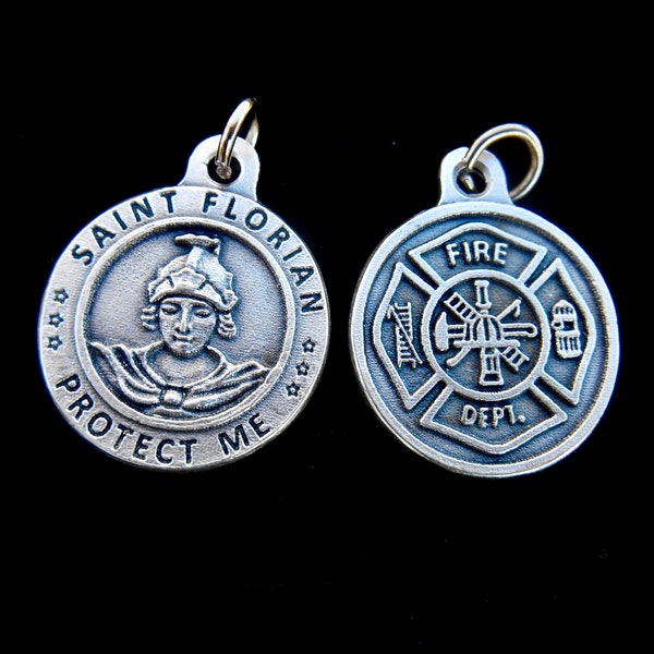 St Saint FLORIAN-  St. Florian Round Medal/St Florian Patron FireFighters/ Catholic Necklace Charm/Patron Saint of Firemen, Poland