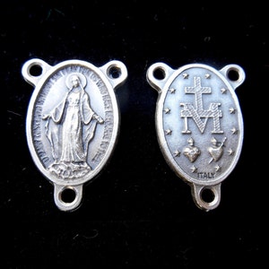 Miraculous Medal Rosary Center, Miraculous Medal, Our Lady of Grace, Rosary Part, Madonna Double Sided Rosary Centerpiece, Protection