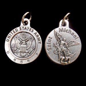 St Michael ArchAngel ARMY Medal (3/4&quot; Round), St Michael Deployment Gift/Mens St Michael Medal/Archangel/Patron Saint Armed Forces/ US ARMY