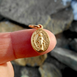 TINY Gold Tone Miraculous Medal/ Miraculous Medal charm for Bracelet/Necklace /Miniature Miraculous Medal /Mary medal/ Qty (1)