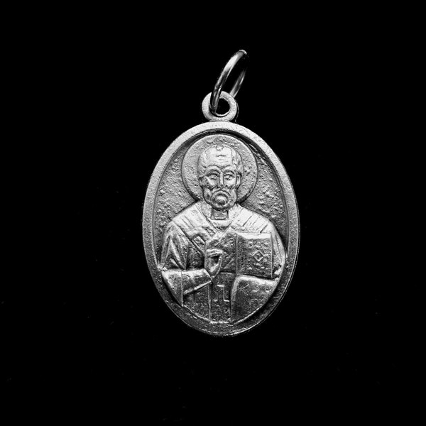 St Saint Nicholas Icon, St Nicholas medal - Catholic - Patron of Children, Sailors, Brides, Confirmation, Sponsor Gift, 1 inch tall (Qty 1)
