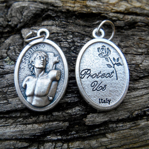 Saint SEBASTIANO Medal/ St Sebastian Charm for Necklace/Saint Sebastian Confirmation Saint/Catholic Gifts/ Patron Archers Athletes/ QTY (1)