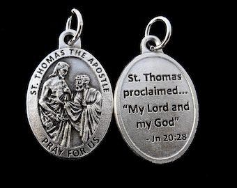 San Tommaso Apostolo - Ciondolo per collana con santo cattolico/San Tommaso Apostolo, patrono degli architetti, alto 2,5 cm (1 pezzo)