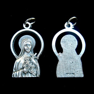 Large St Therese of Lisieux Medal/ St Therese Charm for Necklace/Silhouette Saint Therese /Little Flower/Patron Florists/Missionaries